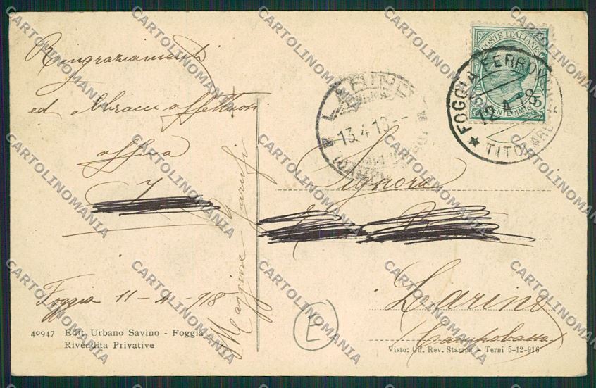 Foggia Città cartolina QQ4792 – retro