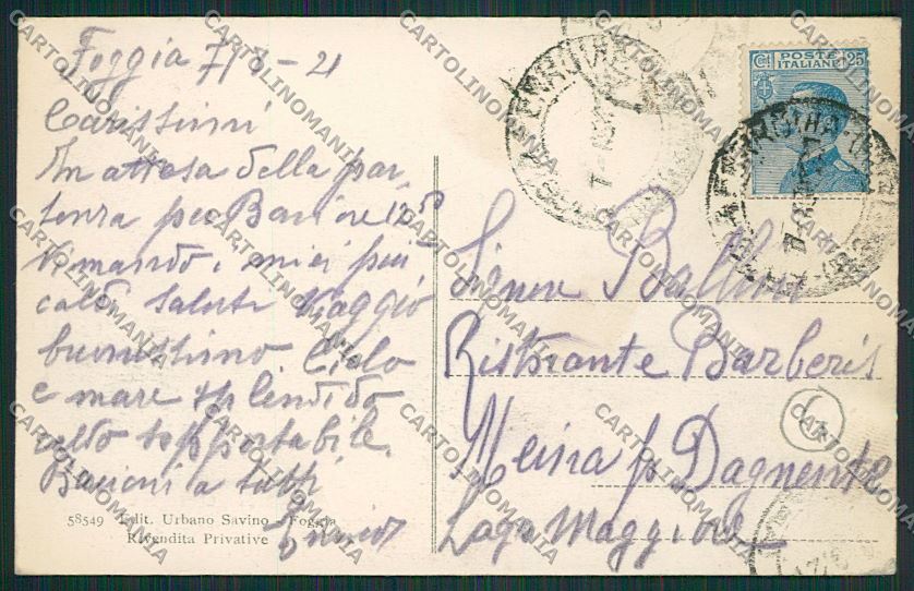 Foggia Città Saluti da cartolina QQ4817 – retro