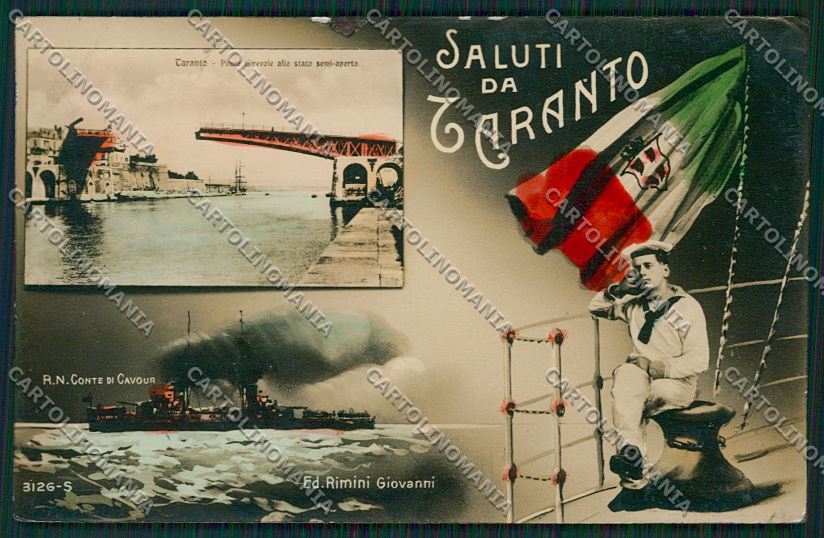 Taranto Città Saluti da Marinaio Nave Cavour Foto cartolina QQ5002 – fronte
