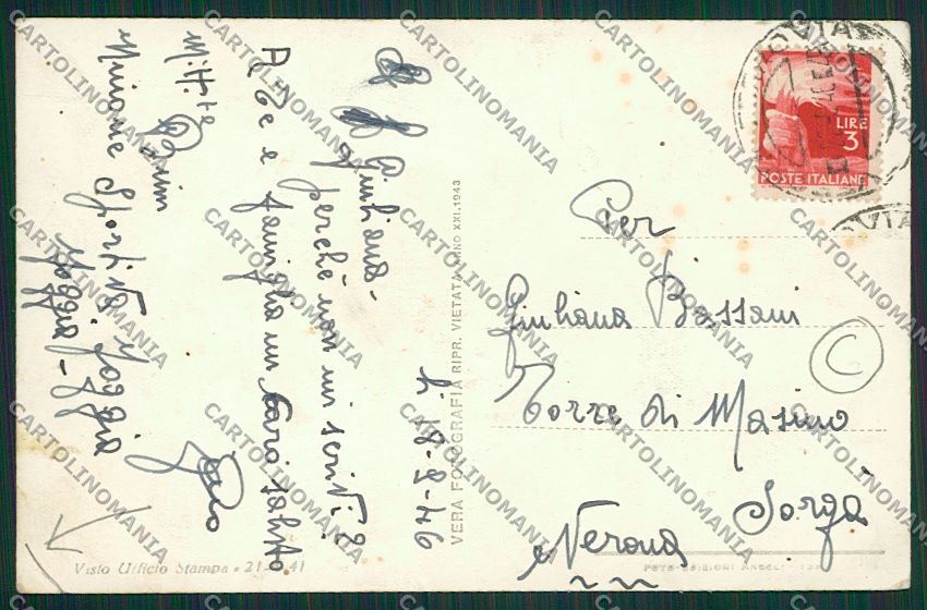 Taranto Città Saluti da PIEGA Foto cartolina QQ5007 – retro