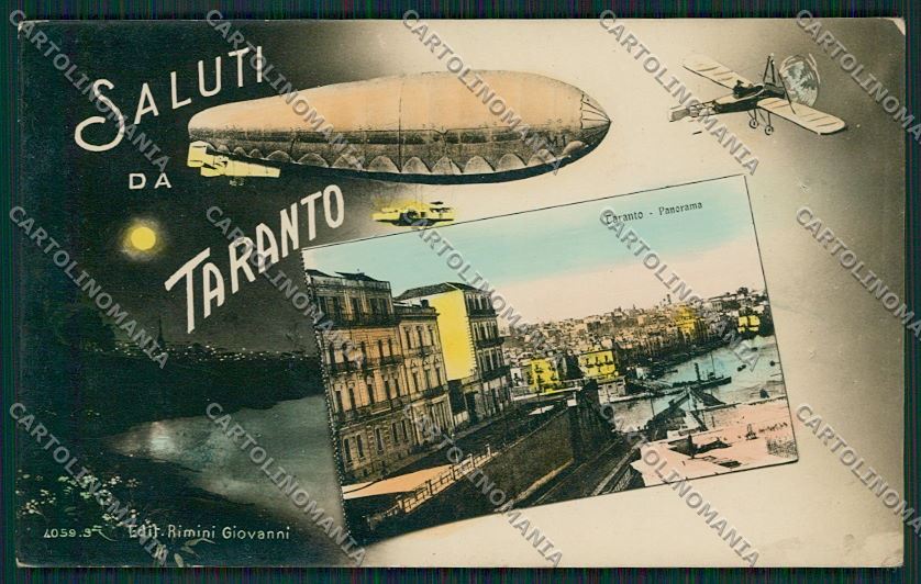 Taranto Città Saluti da Dirigibile Aviazione Foto cartolina QQ5099 – fronte