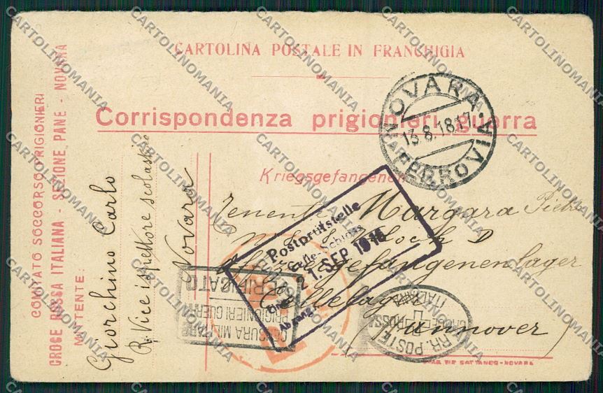 Novara città Prigionieri di Guerra CRI PIEGATA cartolina QQ5177 – fronte