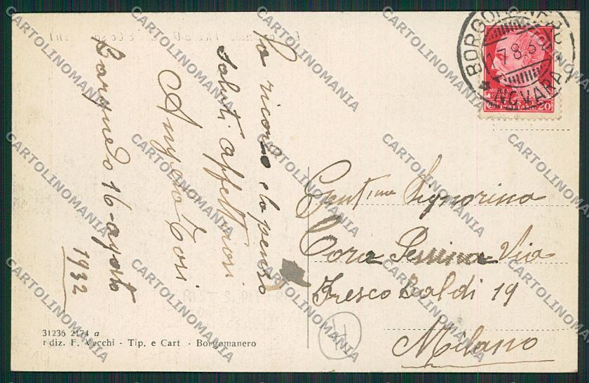 Novara Borgomanero cartolina QQ5213 – retro