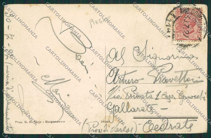 Novara Borgomanero PIEGHE cartolina QQ5214 – retro