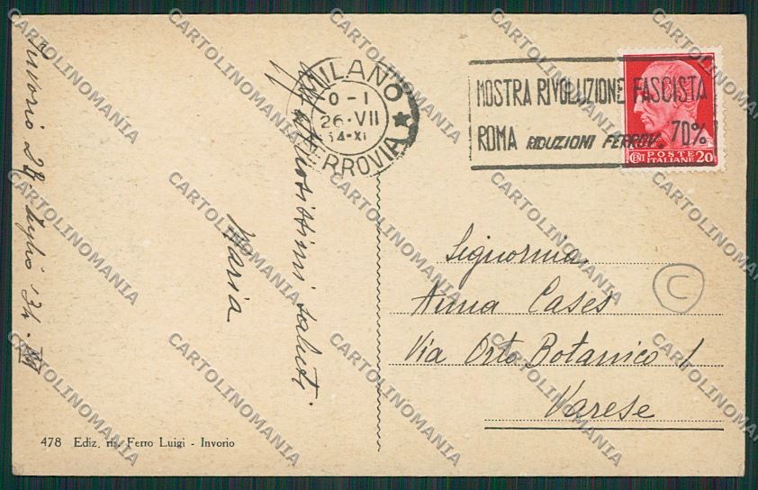 Novara Invorio cartolina QQ5235 – retro