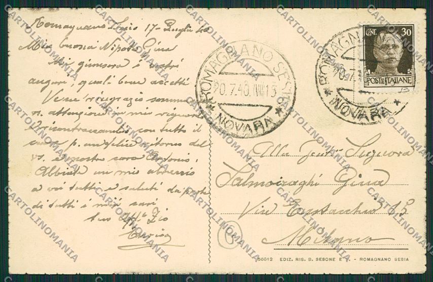 Novara Romagnano Sesia cartolina QQ5252 – retro