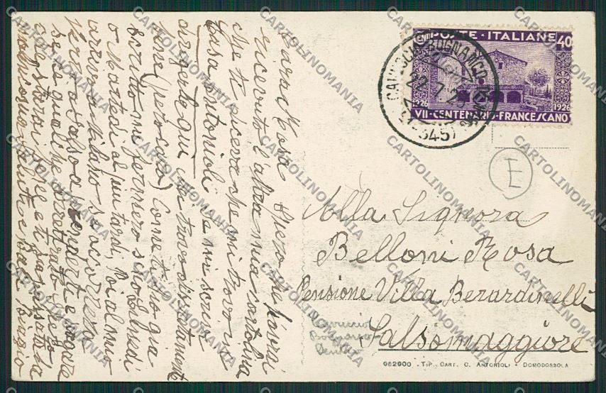 Verbania Bognanco cartolina QQ5419 – retro
