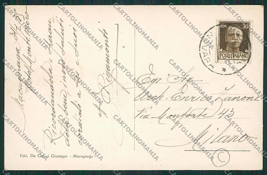 Verbania Macugnaga Pecetto cartolina QQ5446 – retro