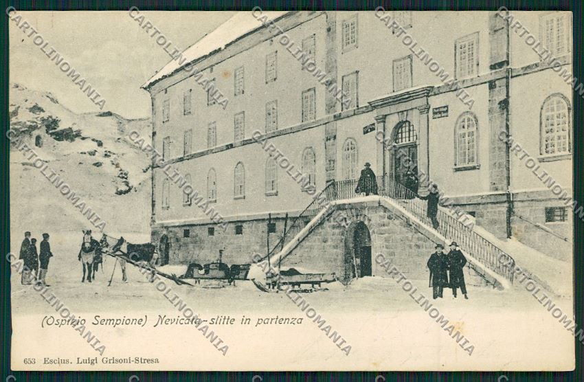 Verbania Sempione Ospizio Slitta PIEGA cartolina QQ5545 – fronte