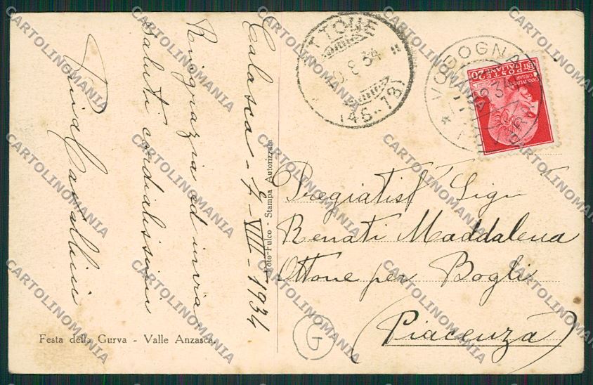 Verbania Vall'Anzasca Milizia Tradizionale Napoleonica Calasca cartolina QQ5670 – retro