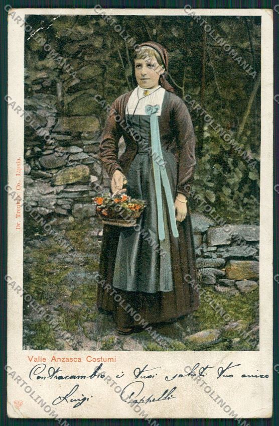 Verbania Vall'Anzasca Costumi PIEGHINE cartolina QQ5675 – fronte