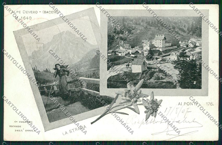 Verbania Valle Antigorio Alpe Devero Ai Ponti PIEGA cartolina QQ5707 – fronte
