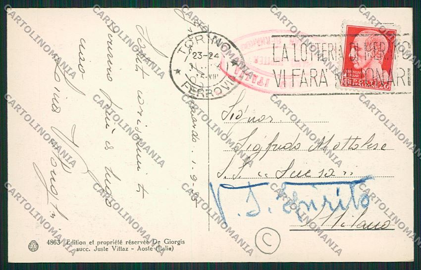 Aosta Gran San Bernardo Cane cartolina QQ5868 – retro
