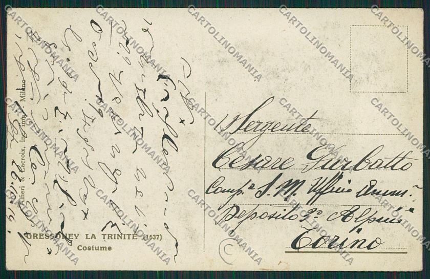 Aosta Gressoney La Trinite Costumi cartolina QQ5893 – retro