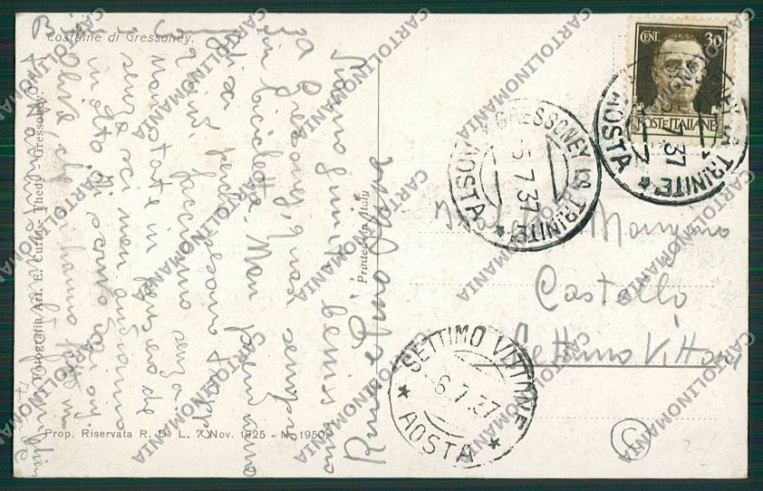 Aosta Gressoney Costumi cartolina QQ5895 – retro