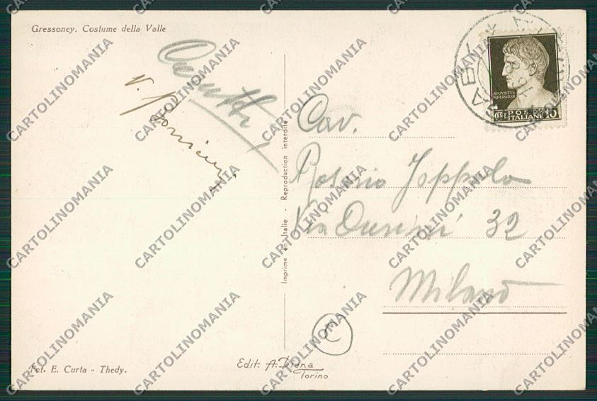 Aosta Gressoney Costumi cartolina QQ5896 – retro