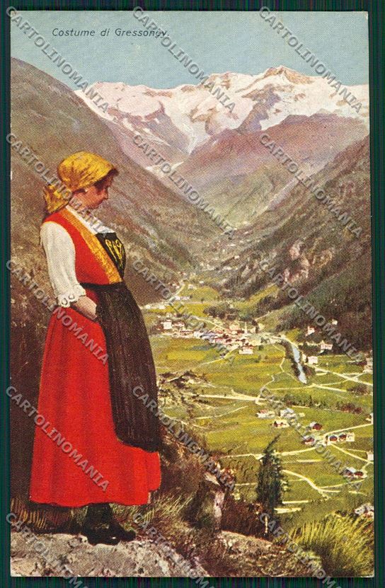 Aosta Gressoney Costumi cartolina QQ5897 – fronte
