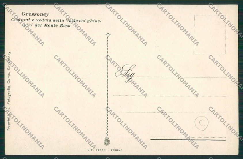 Aosta Gressoney Monte Rosa Costumi cartolina QQ5898 – retro