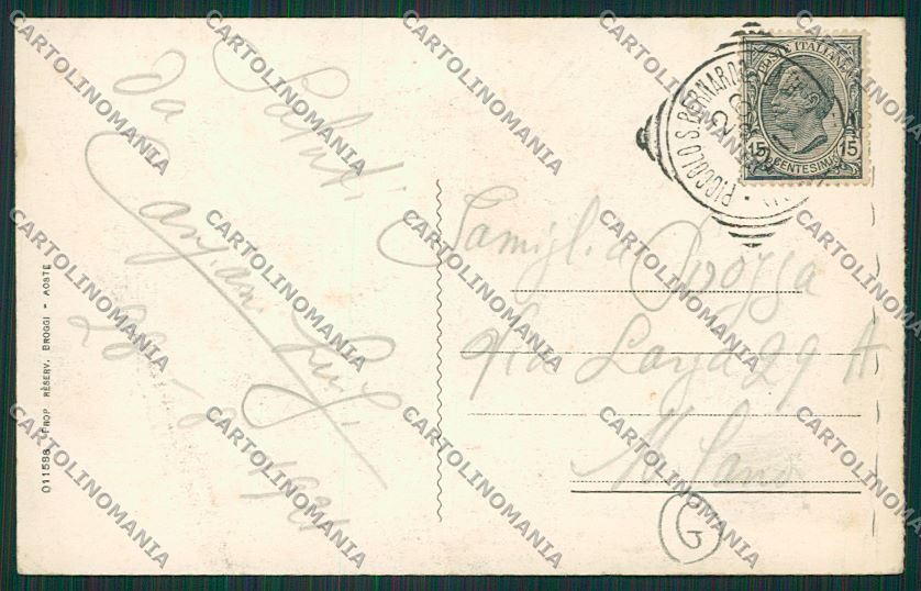 Aosta Piccolo San Bernardo Auto PIEGHINA cartolina QQ5947 – retro