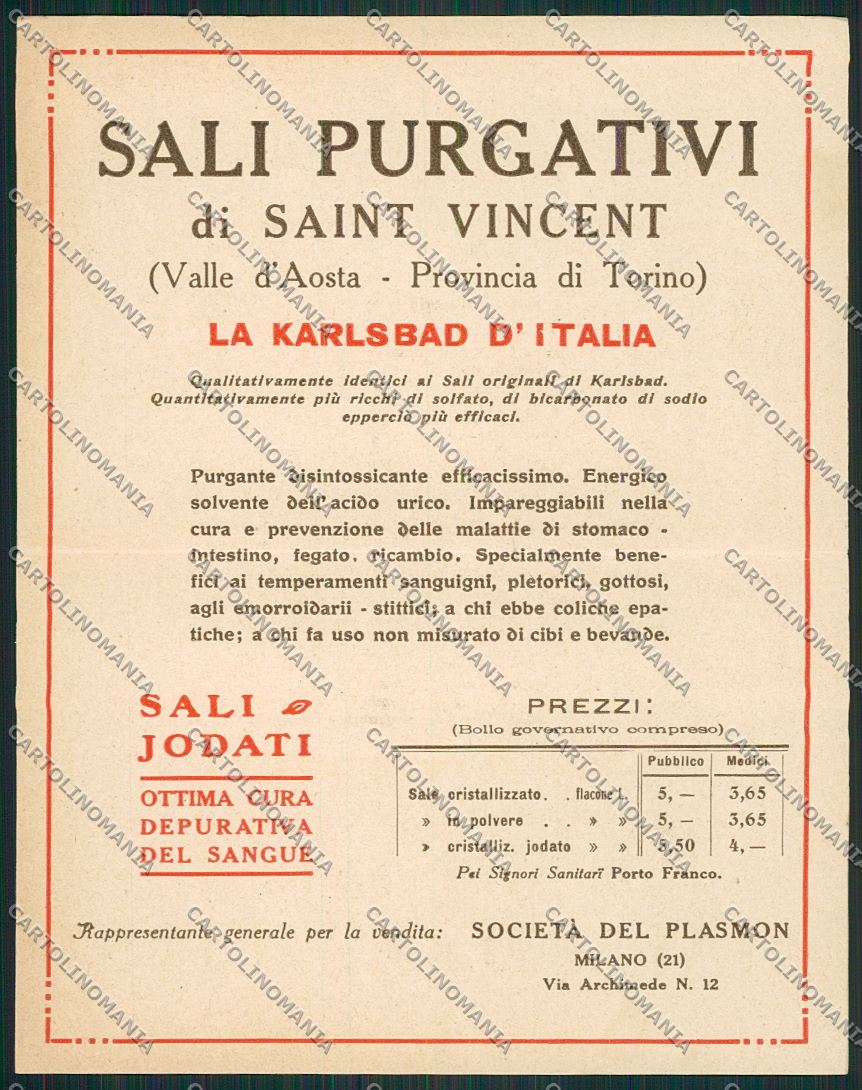 Aosta Saint Vincent Pubblicitaria doppia cartolina QQ5993 – retro
