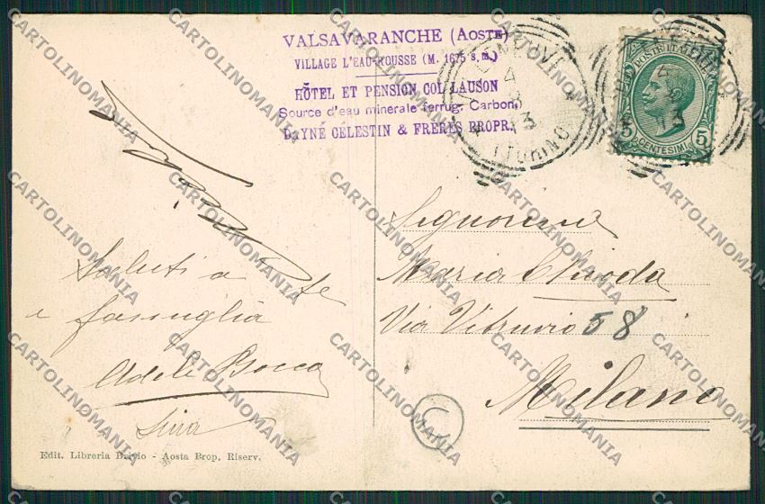 Aosta Valsavaranche cartolina QQ6023 – retro