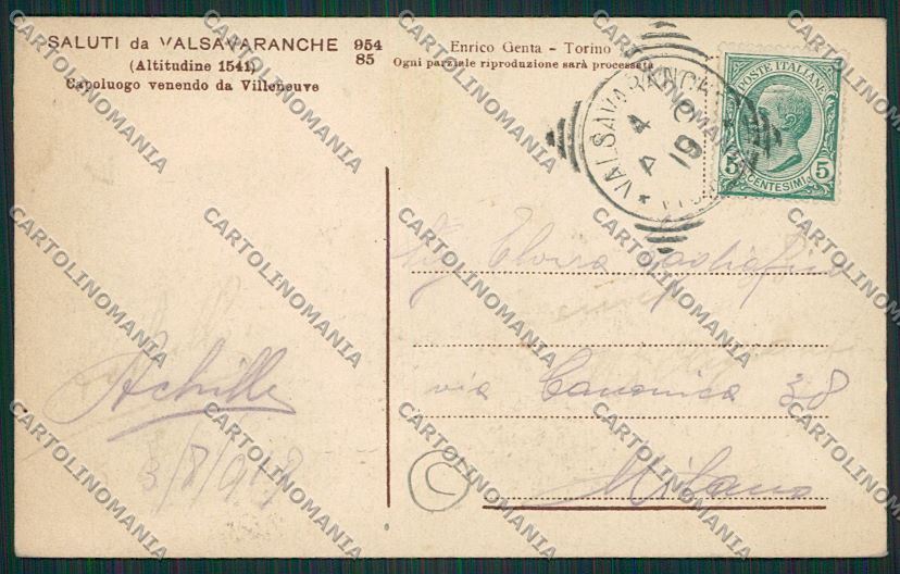 Aosta Valsavaranche Genta cartolina QQ6025 – retro