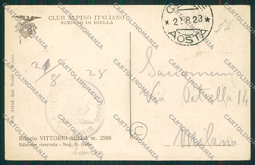 Aosta Rifugio Sella CAI Foto cartolina QQ6033 – retro
