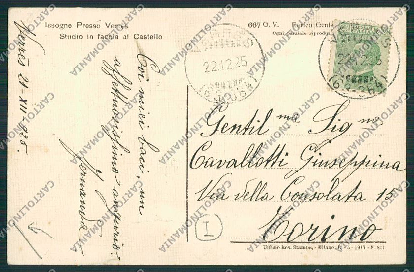 Aosta Issogne Genta PIEGA cartolina QQ6186 – retro
