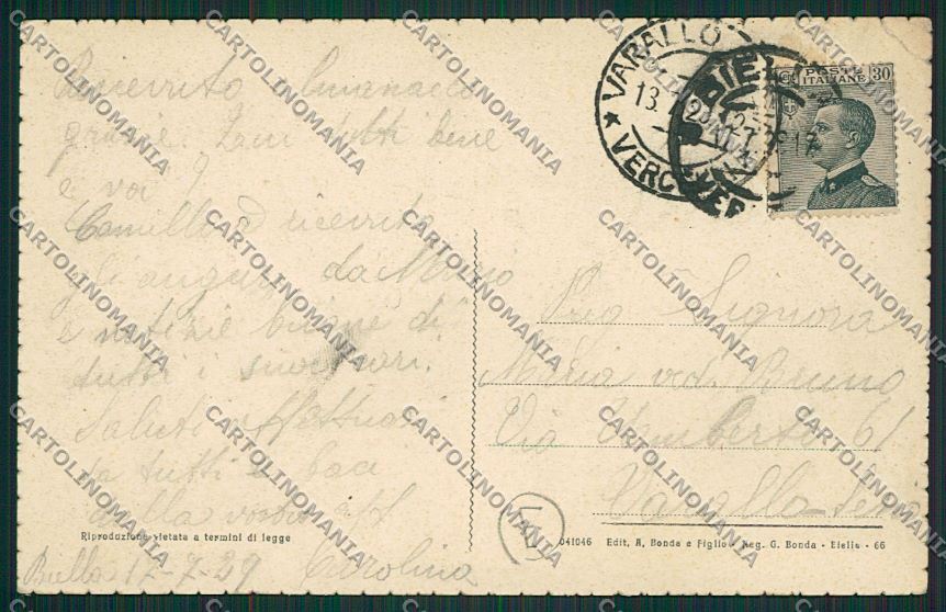 Biella città PIEGHINA cartolina QQ6254 – retro