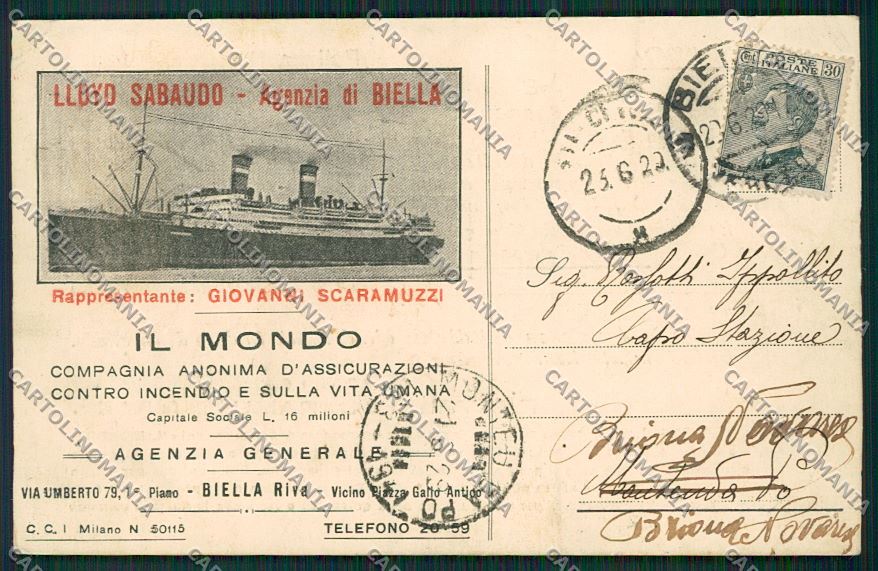 Biella città Commerciale cartolina QQ6255 – fronte