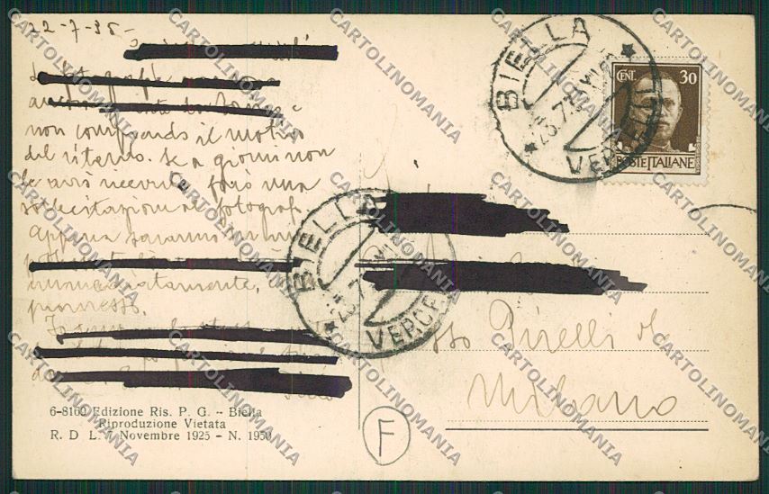 Biella città cartolina QQ6290 – retro