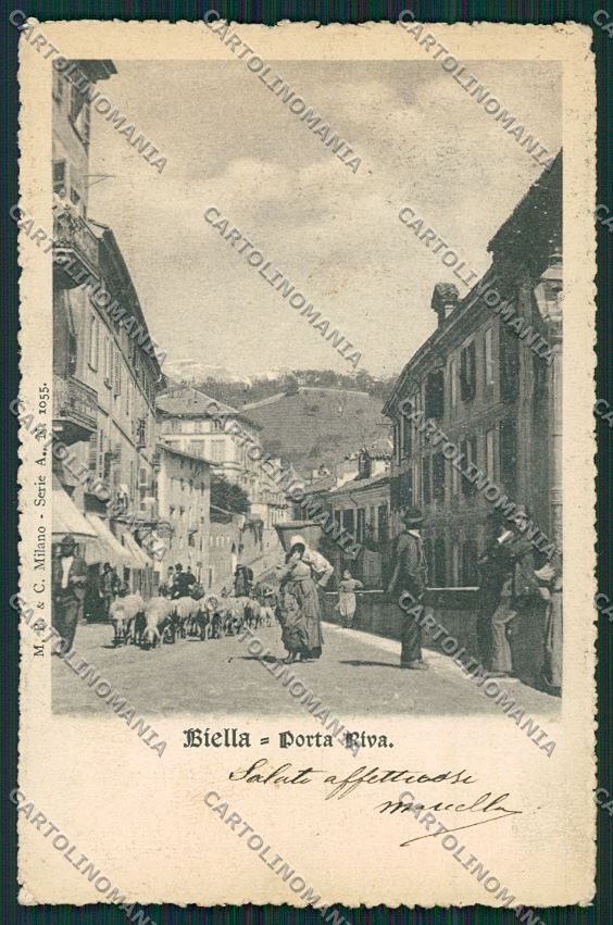 Biella città Porta Riva cartolina QQ6317 – fronte