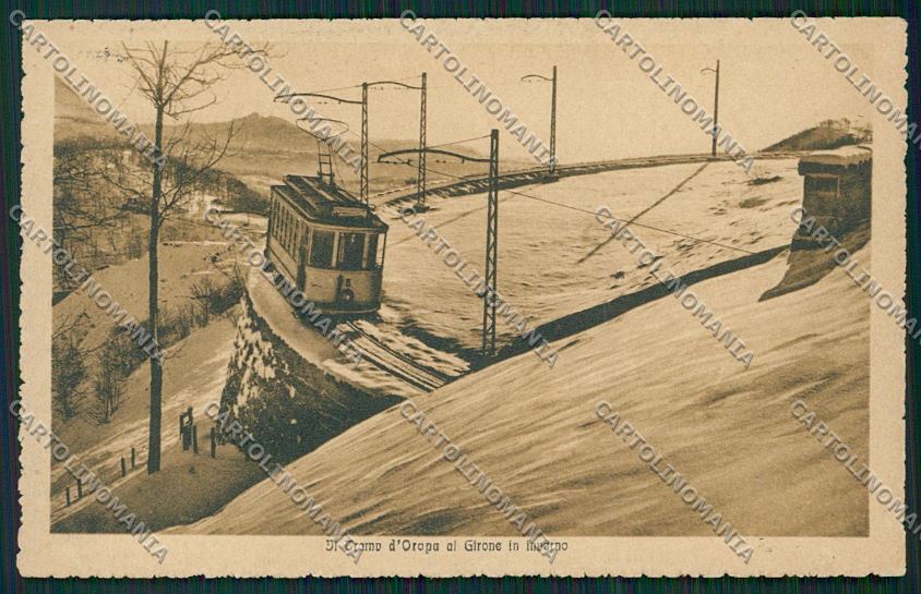 Biella Oropa Tram nevicata cartolina QQ6326 – fronte