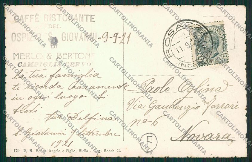 Biella Campiglia Cervo cartolina QQ6376 – retro