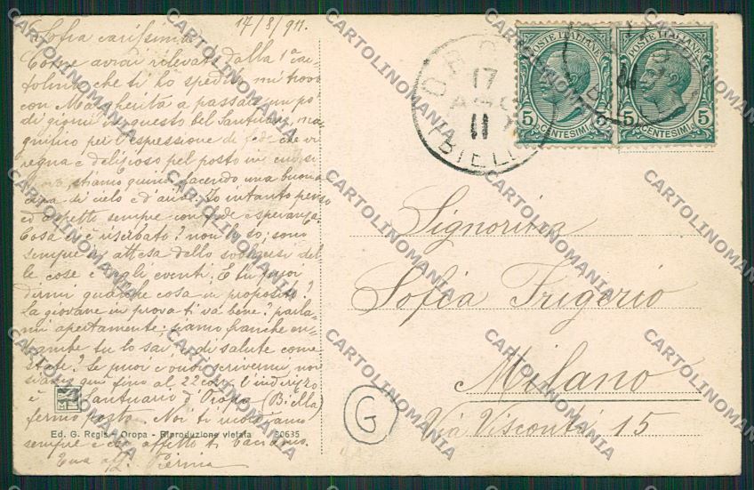 Biella Oropa cartolina QQ6457 – retro