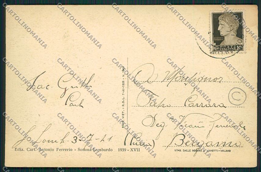 Varese Somma Lombardo cartolina QQ6677 – retro