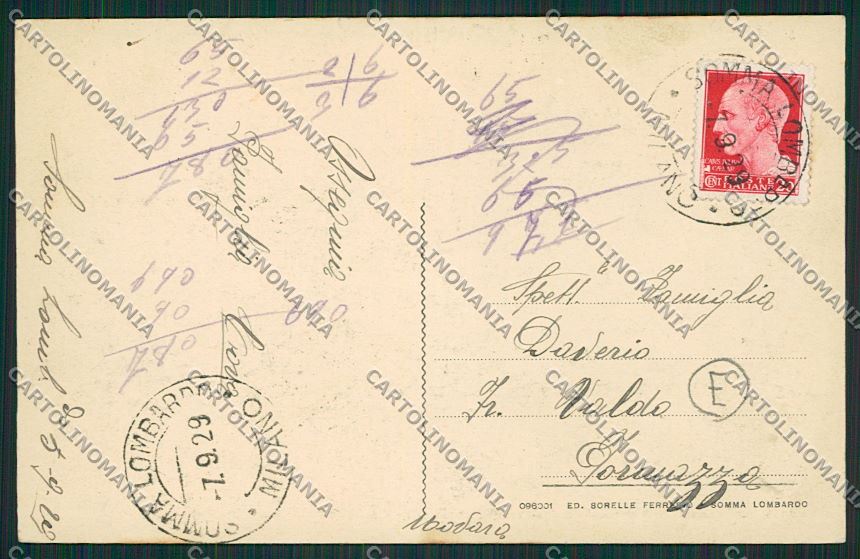Varese Somma Lombardo cartolina QQ6727 – retro