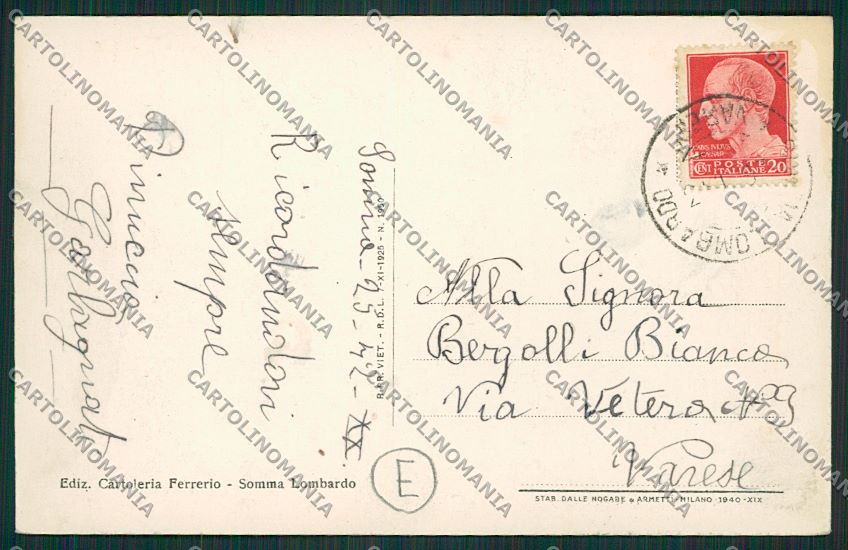 Varese Somma Lombardo cartolina QQ6728 – retro