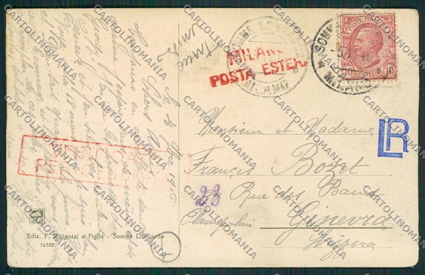 Varese Somma Lombardo TRACCE UMIDO PIEGHINE cartolina QQ6761 – retro