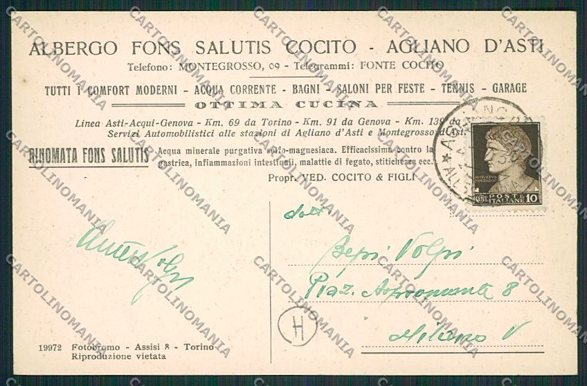 Asti Agliano cartolina QQ7058 – retro