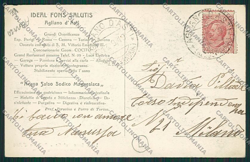 Asti Agliano cartolina QQ7064 – retro