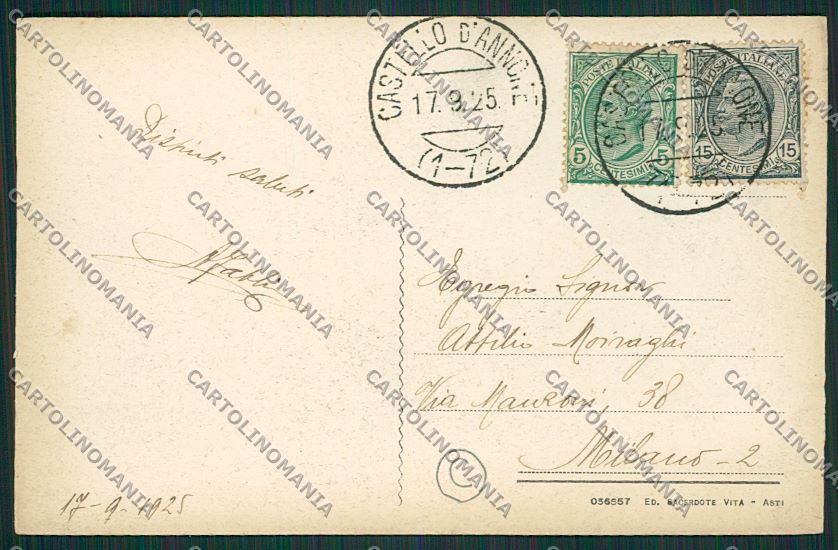 Asti Castello di Annone cartolina QQ7078 – retro