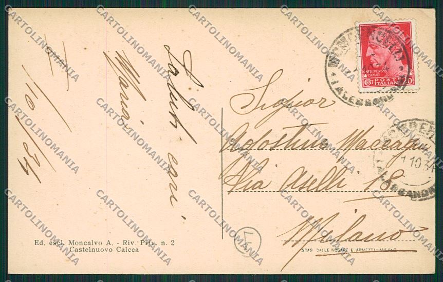 Asti Castelnuovo Calcea cartolina QQ7143 – retro