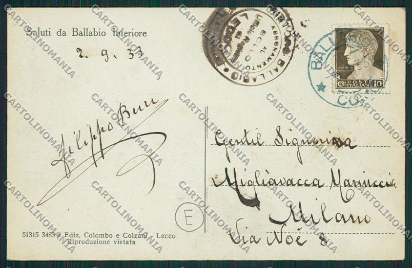 Lecco Ballabio cartolina QQ7205 – retro