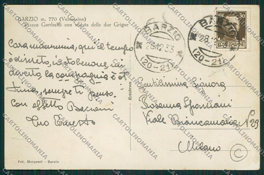 Lecco Barzio Foto cartolina QQ7219 – retro