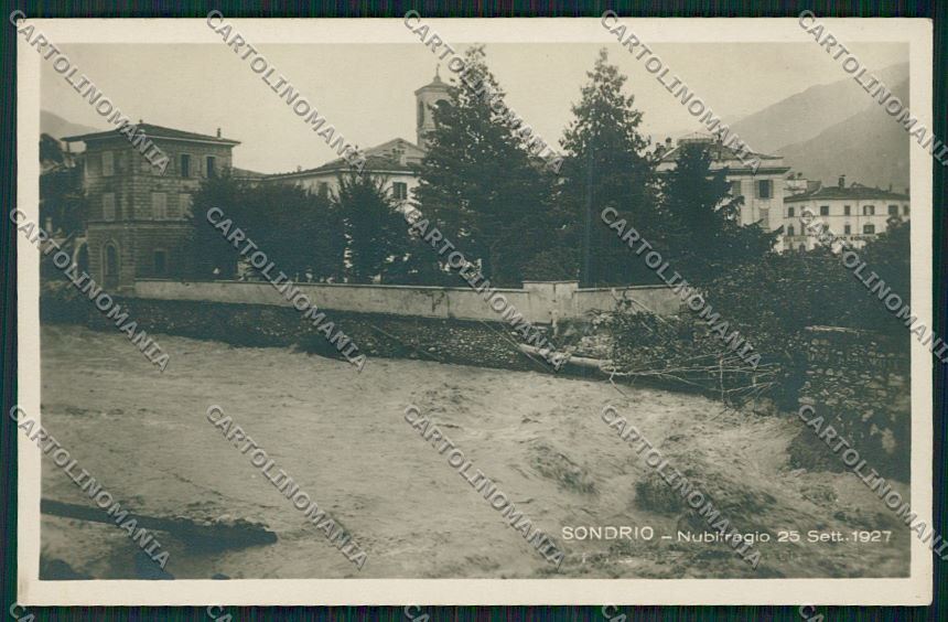 Sondrio città alluvione Foto cartolina QQ7410 – fronte
