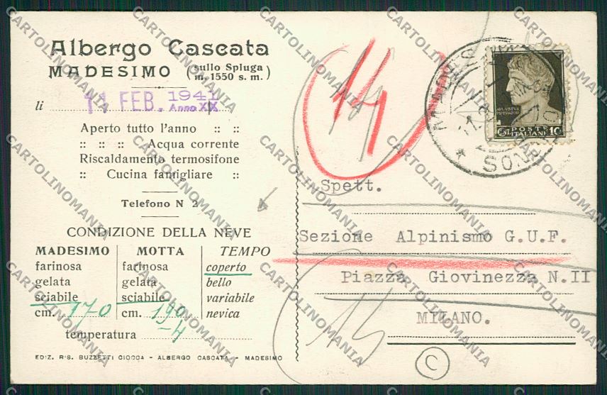 Sondrio Madesimo Nevicata Foto cartolina QQ7519 – retro