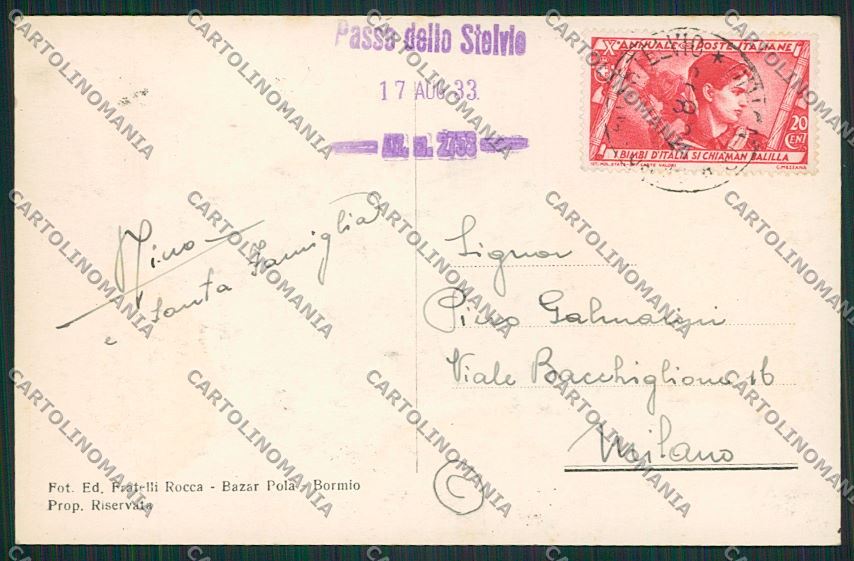 Sondrio Passo Stelvio Foto cartolina QQ7541 – retro