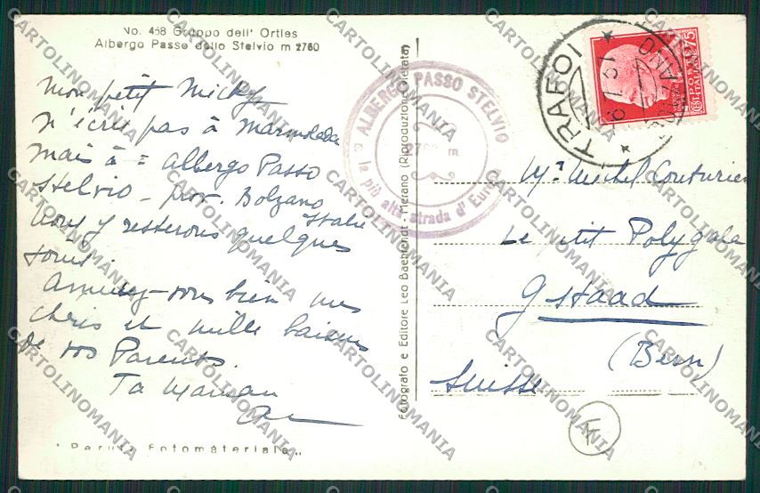 Sondrio Passo Stelvio Foto cartolina QQ7561 – retro