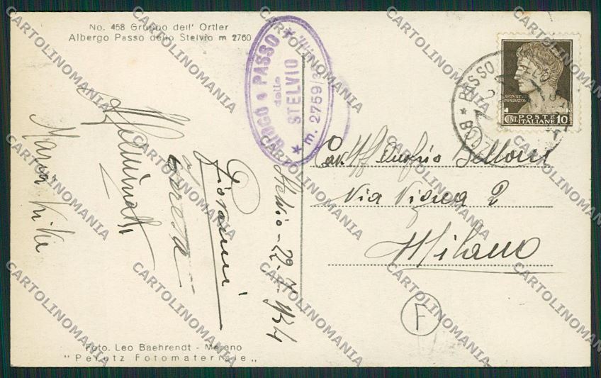 Sondrio Passo Stelvio Foto cartolina QQ7562 – retro